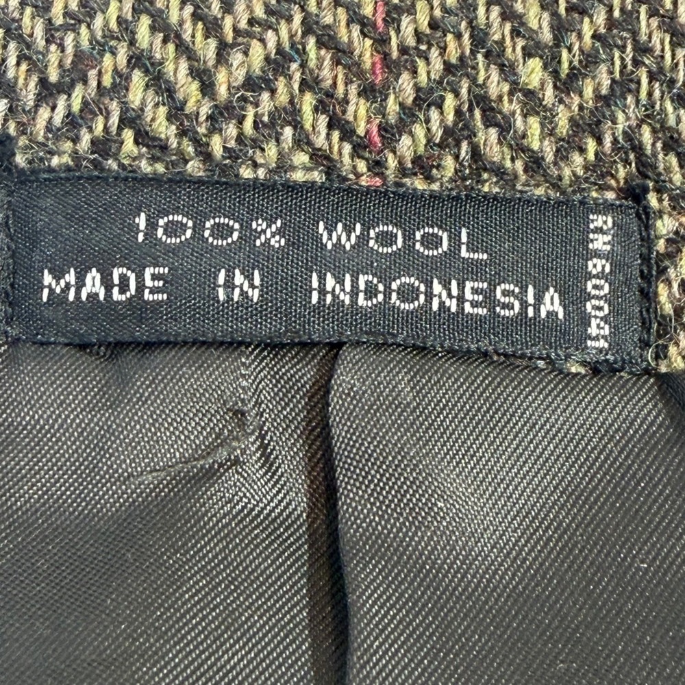 Vintage Wool Jacket‎ – 46 Gray Herringbone Tweed Leather Buttons - Picture 10 of 13